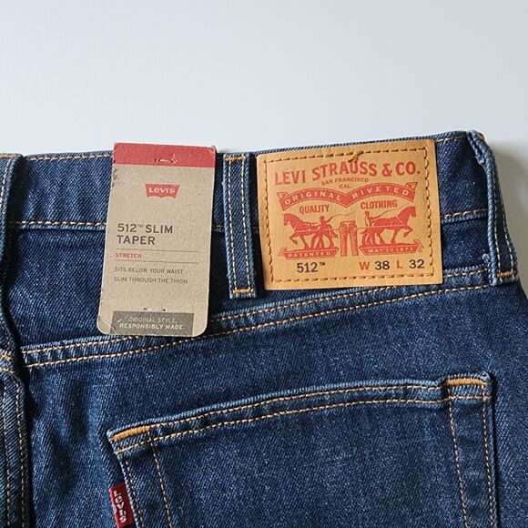 Levi's 512 Jeans Mens Size 38x32 Lot of 2 Slim Taper Stretch Medium Blue Denim - Picture 11 of 16